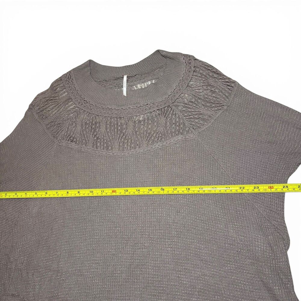 Free People Spring Valley Thermal Top Oversized Sheer Lace Waffle Knit Small - Picture 6 of 7